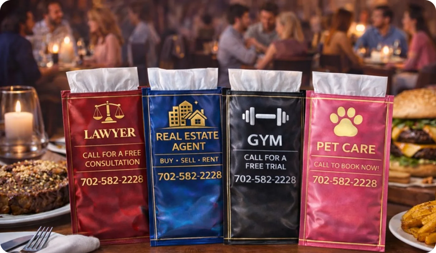 Pixtron sachet placement on a restaurant table