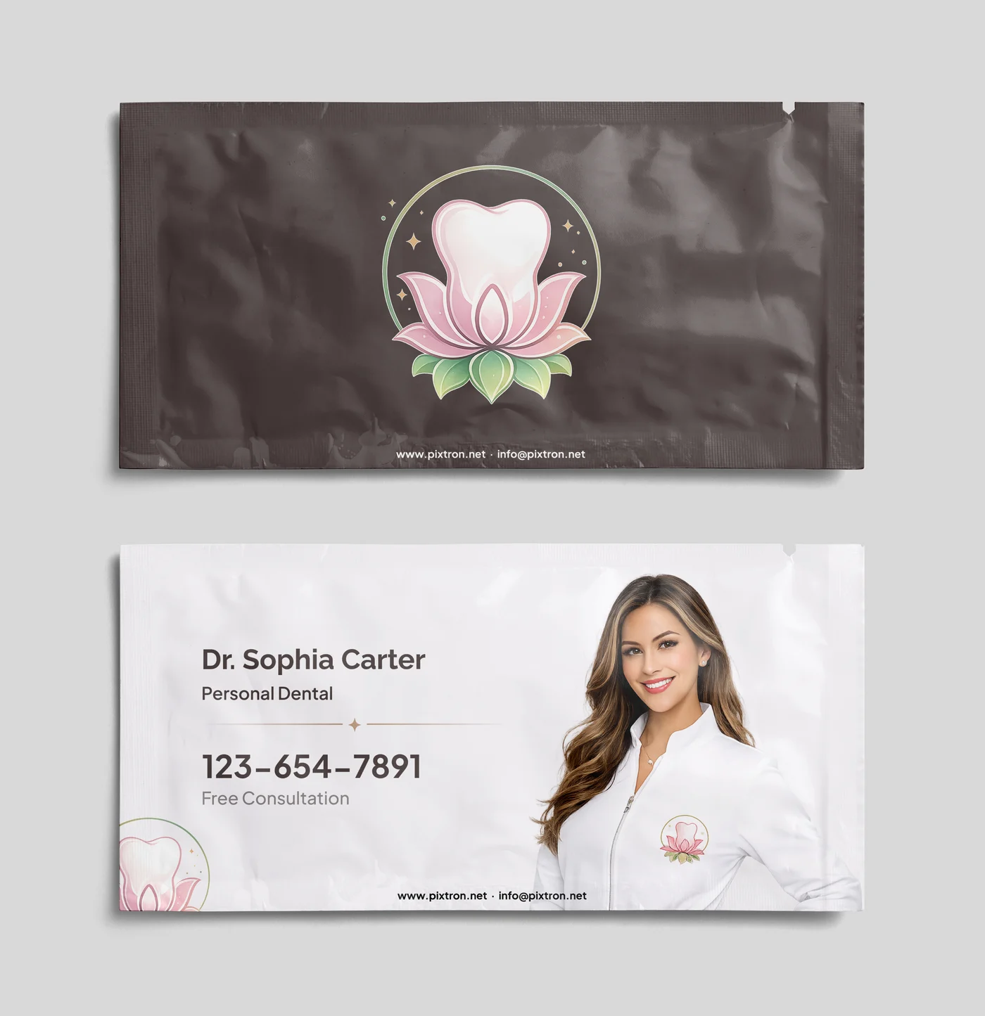 Dr. Sophia Carter branded wet wipe design front view